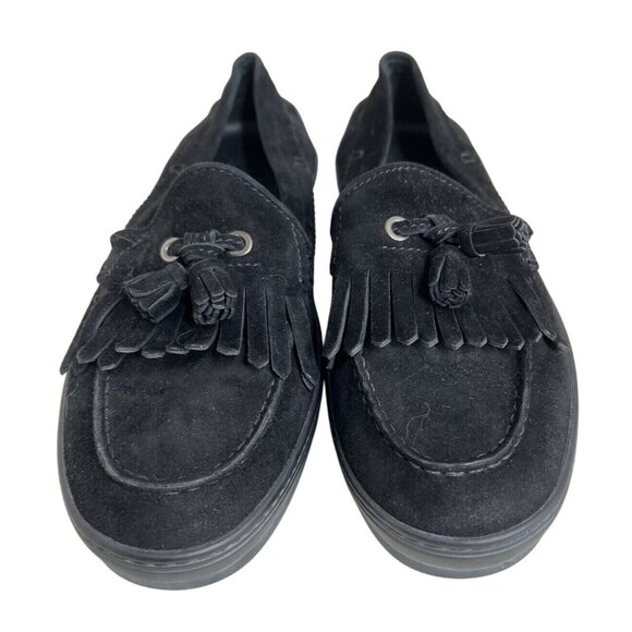Tods Womens Black Suede Fringe Loafers Size 40 - Picture 3 of 5
